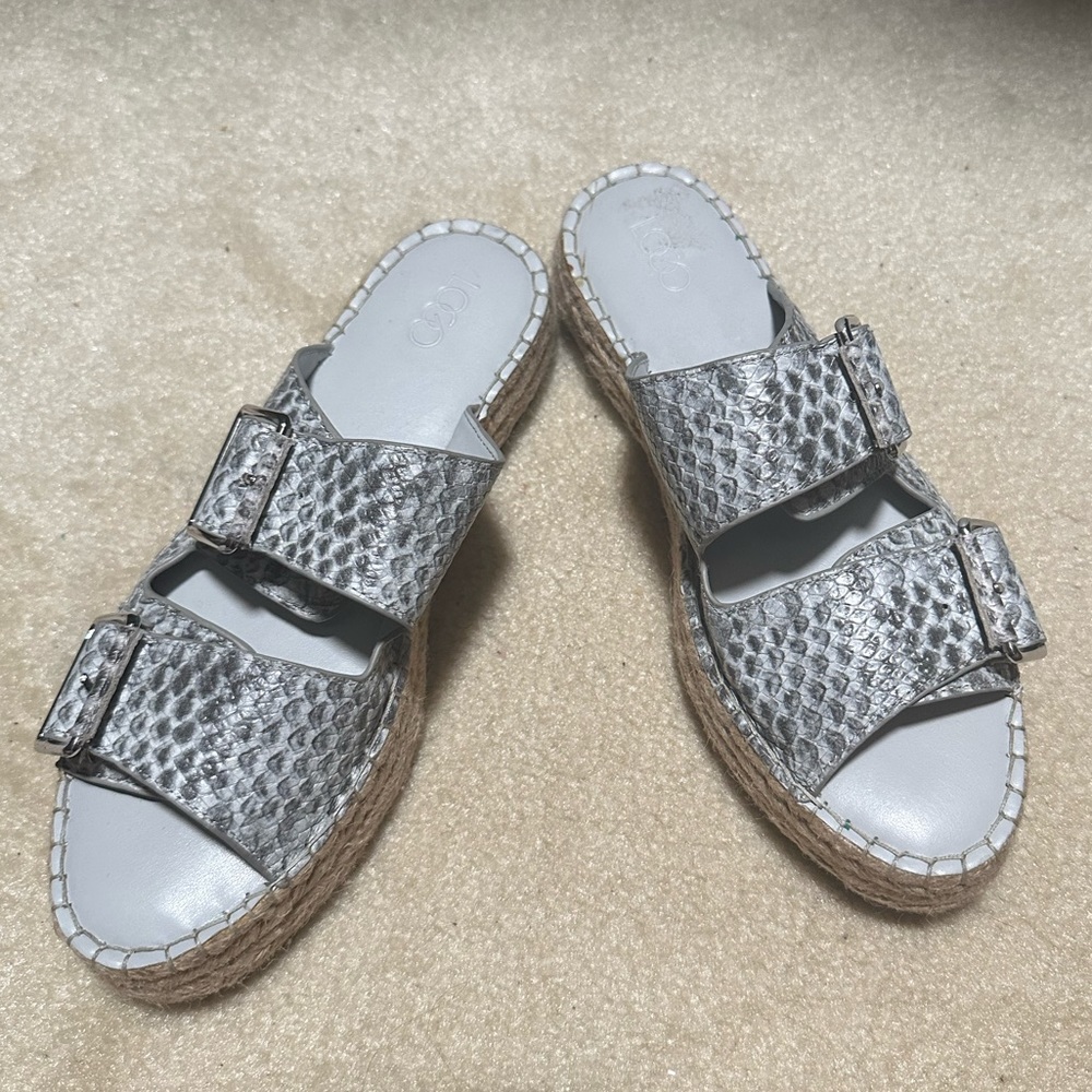 New LOGO snake print slip on platform espadrille slides